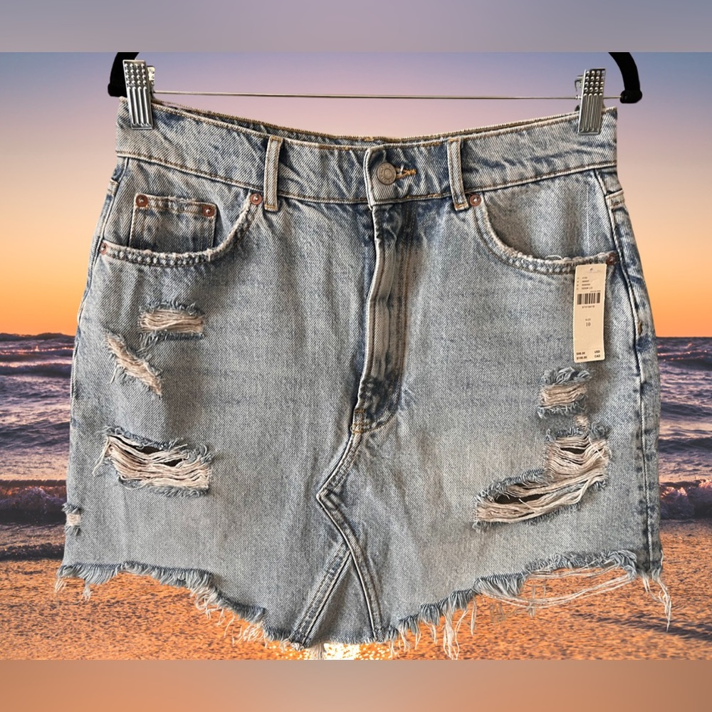 Pilcro Anthropologie Distressed Denim Skirt - Size 10